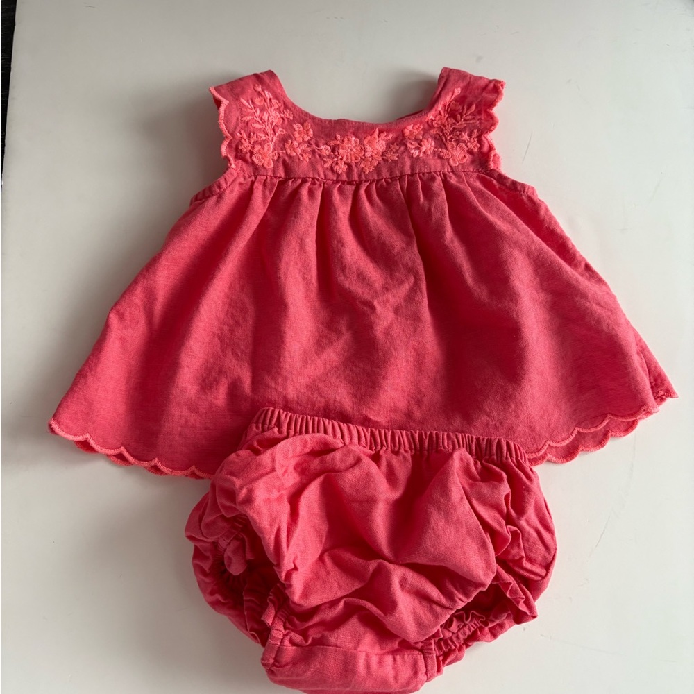 GAP Coral Linen Baby Outfit Set